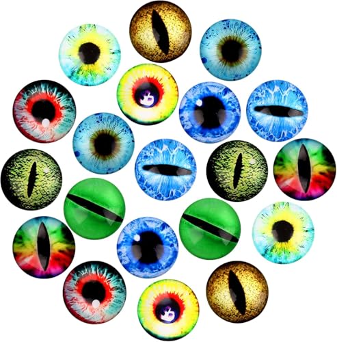 LLMSIX 20PCS Glass Dragon Eyes 25mm/0.98in Large Glass Cabochon Dragon Eyes