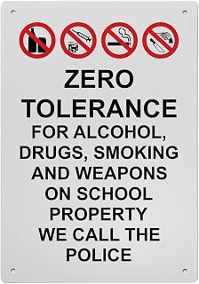 Zero Tolerance For Alcohol, Sign, 8.5 x 11 in" OSHA Compliant Alcohol Drugs Sign, Weatherproof Plastic, UV resistant & Easy-to-Read Signage