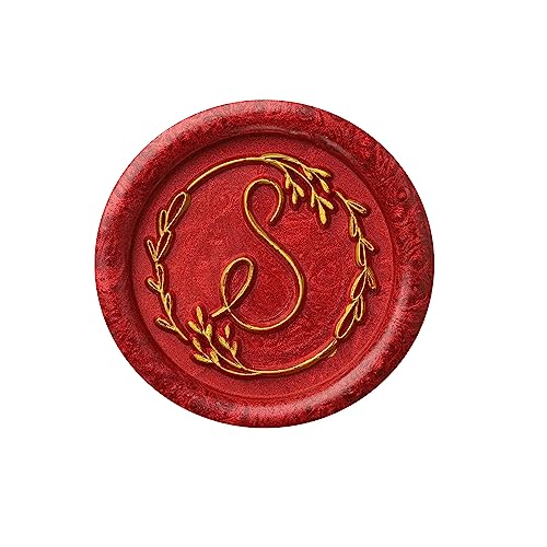 Yoption Handwritten Letter S Wax Seal Stamp, Vintage Initial Alphabet with Olive Branch Sealing Wax Stamp