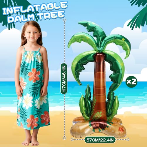 Image of OOTSR 2Pcs Palm Tree Balloons, 46inch Inflatable Foil Balloons for Summer Beach Tropical Hawaiian Luau Kids Adults Birthday Party Decoration