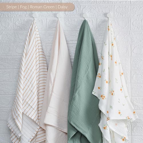 Image of Meracorallo Muslin Swaddle Blanket, 100% Cotton Receiving Blanket Soft and Breathable Swaddle Wrap for Baby Boys and Girls (Roman Green)