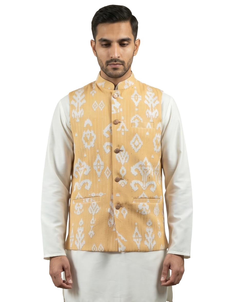 jompers Men Ikat Printed Cotton Blend Nehru Jacket-picture-33