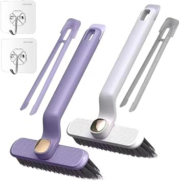 KROYWEN Multi-Function Bathroom Plastic Cleaning Brush,Tiles Cleaning Brush,Hard Bristle Rotating Crevice Gap Cleaning Brushes for Bathroom,Floor Cleaner BrushMulti ColourPack of 2 pic