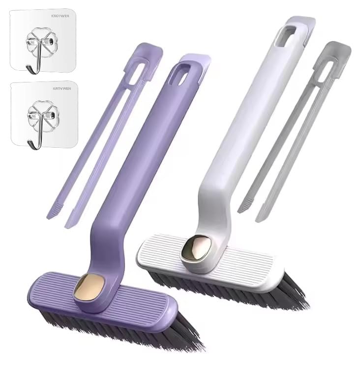 Image of KROYWEN Multi-Function Bathroom Plastic Cleaning Brush,Tiles Cleaning Brush,Hard Bristle Rotating Crevice Gap Cleaning Brushes for Bathroom,Floor Cleaner Brush(Multi Colour) (2)