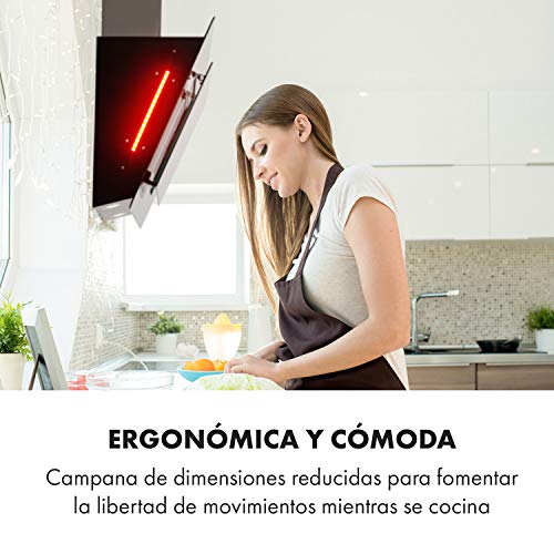 Klarstein-Helena-Campana-Extractora-diseno-pared-de-cocina-Potencia-extraccion-maxima-595mh-3-potencias-Campana-decorativa-con-Luces-de-9-colores-Pantalla-LED-Panel-tactil-60-cm-Negro