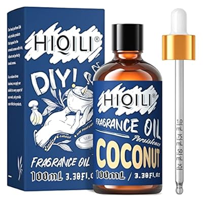 HIQILI Coconut Fragrance Oil 100ml, Essential Oil for Diffuser Candle Making Soap Slime, Scented Oil for Car Freshies Soy Candles, Home Aromatherapy 3.38 Fl Oz, Christmas Gifts for Women Men