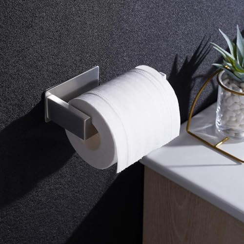 Aikzik Toilettenpapierhalter ohne Bohren, Selbstklebend Toilettenpapierrollenhalter Edelstahl Klopapierhalter Wc Halter Klorollenhalter mit 2 Stück Handtuchhaken für Küche und Badzimmer, Silber