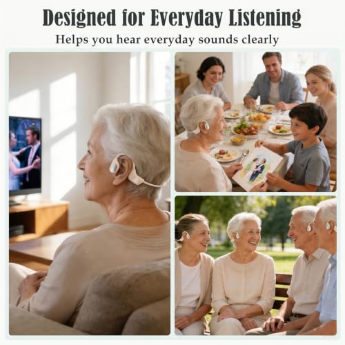 Image of Aurimi Bone Conduction Hearing Amplifier - Open Ear Comfortable Sound Enhancement Device for Seniors, Lightweight 25g Wearable with 10H Battery, Easy One Button Control for Clear Conversations