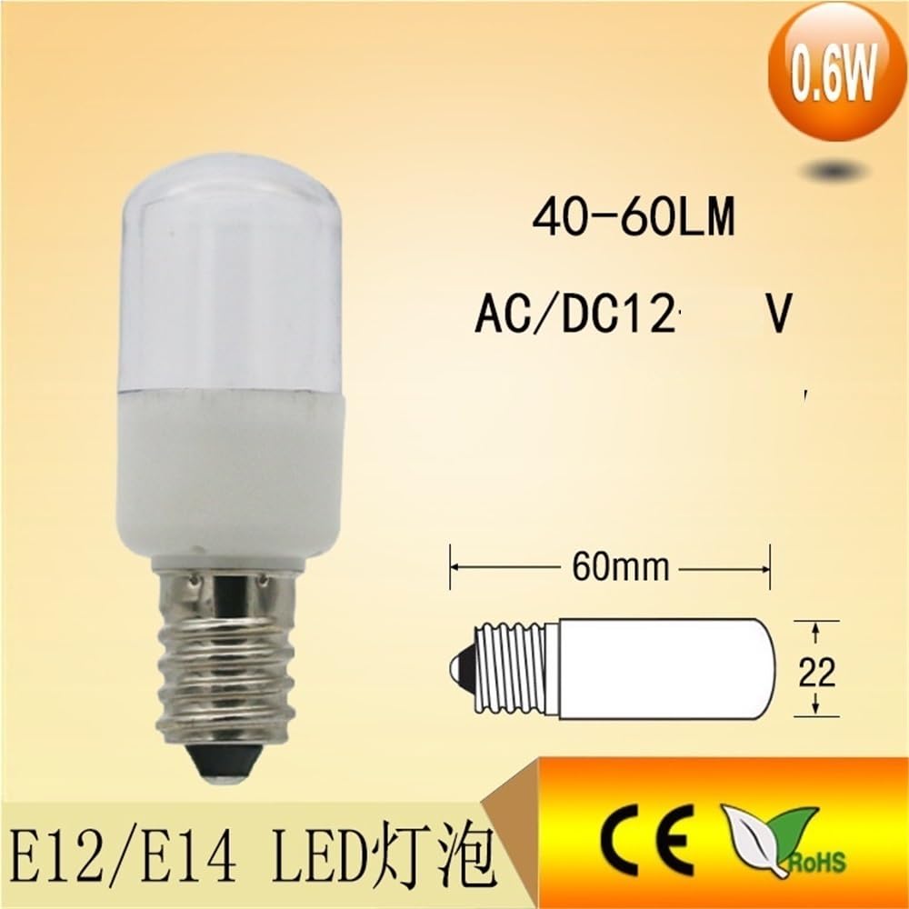 Fengyan Żarówki Domowe, Opakowanie 20 sztuk, Mini żarówka LED DC12V 0,6W E12 LED ST22 Lampa do lodówki(3000K Warm White)
