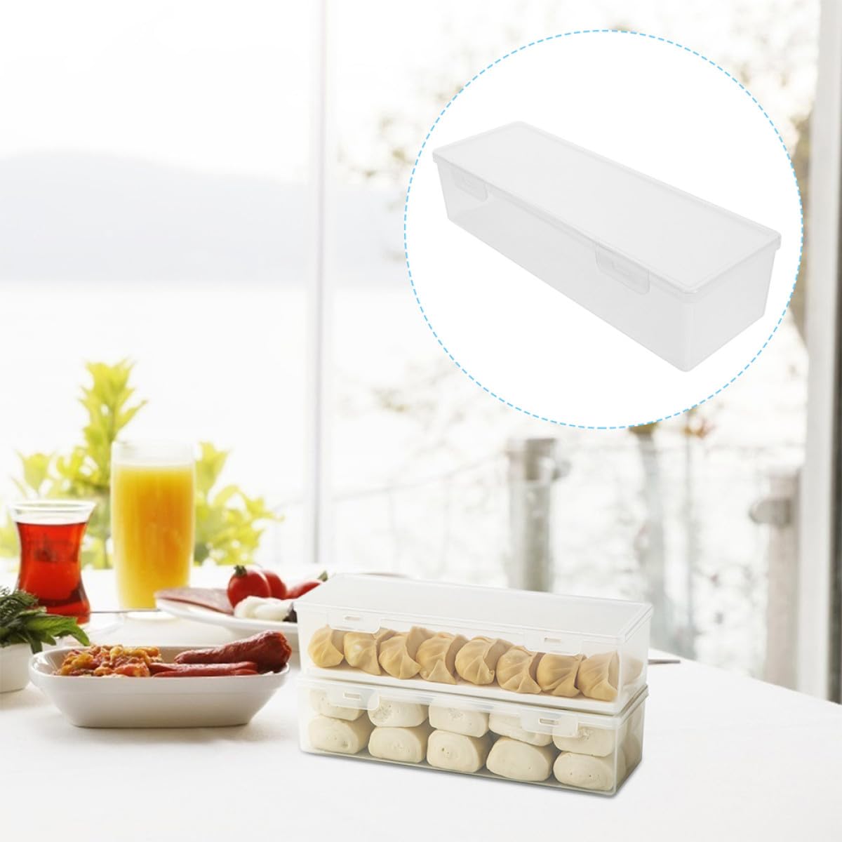 3piezas Unidades Cajas Herméticas para Alimentos con Tapa Organizadores Rectangulares para Nevera y Congelador Almacenamiento Fresco para Pasta y Fideos Recipientes Herméticos