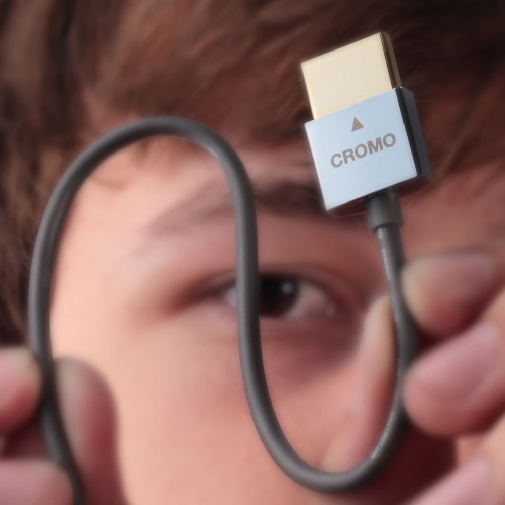 LINDY - Cavo HDMI a Micro HDMI A/D, CROMO Slimline 3 Metri, Cavetto High Speed 4k@60Hz 2.0 10.2G 3D 1080p HDCP 2.2 Certificato ARC CEC ATZ, Compatibile con TV, Monitor, Tablet, Laptop, Camera.