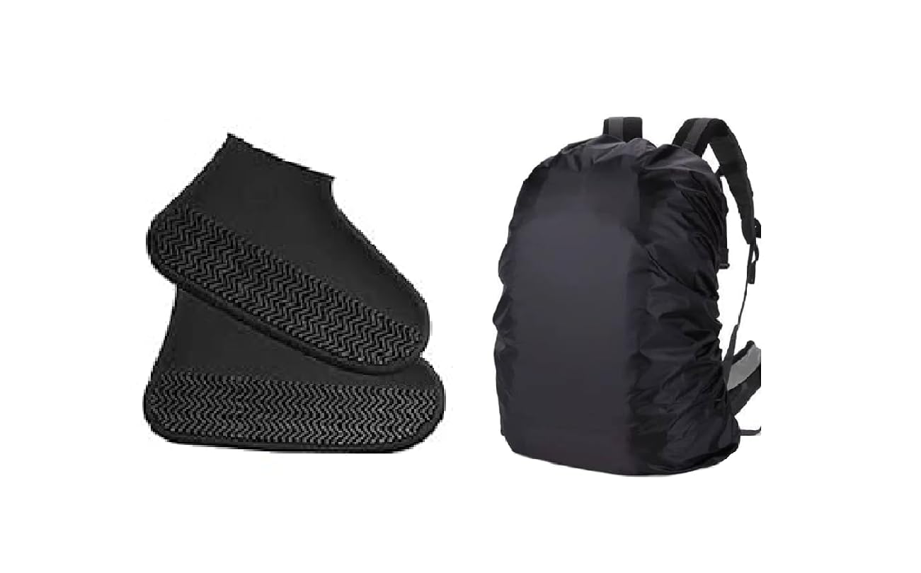 M.F.H Bag Cover Waterproof Rain Cover for Bags Adjustable & Laptop, School Bag Cover Free Size and Shoe Covers Reusable Silicone Shoes Cover Rain Boots Medium Size (Pack of 2) Combo Random Colour-image-29