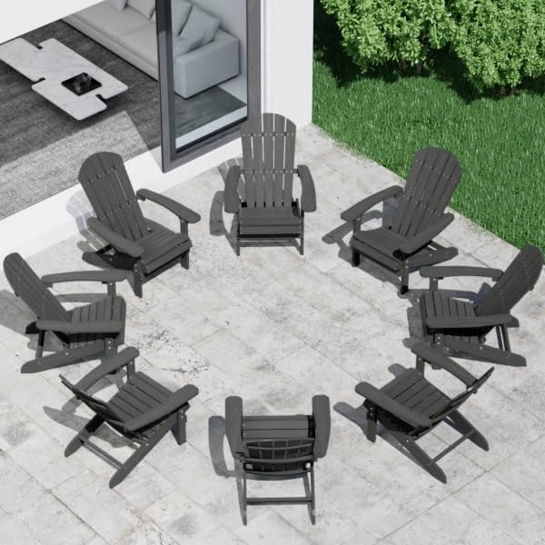 YEFU Adirondack Chairs Set of 8 with Wood Texture