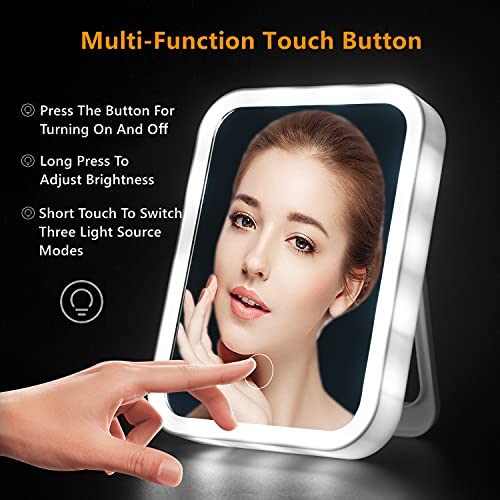 Bird&Fish Led Vanity Mirror With Lights Touch Control 3 Color Lighting Modes Portable Cosmetic Travel Tabletop Make Up Lighted Desk Mirror Usb Rechargeable (Pink) #TOP2