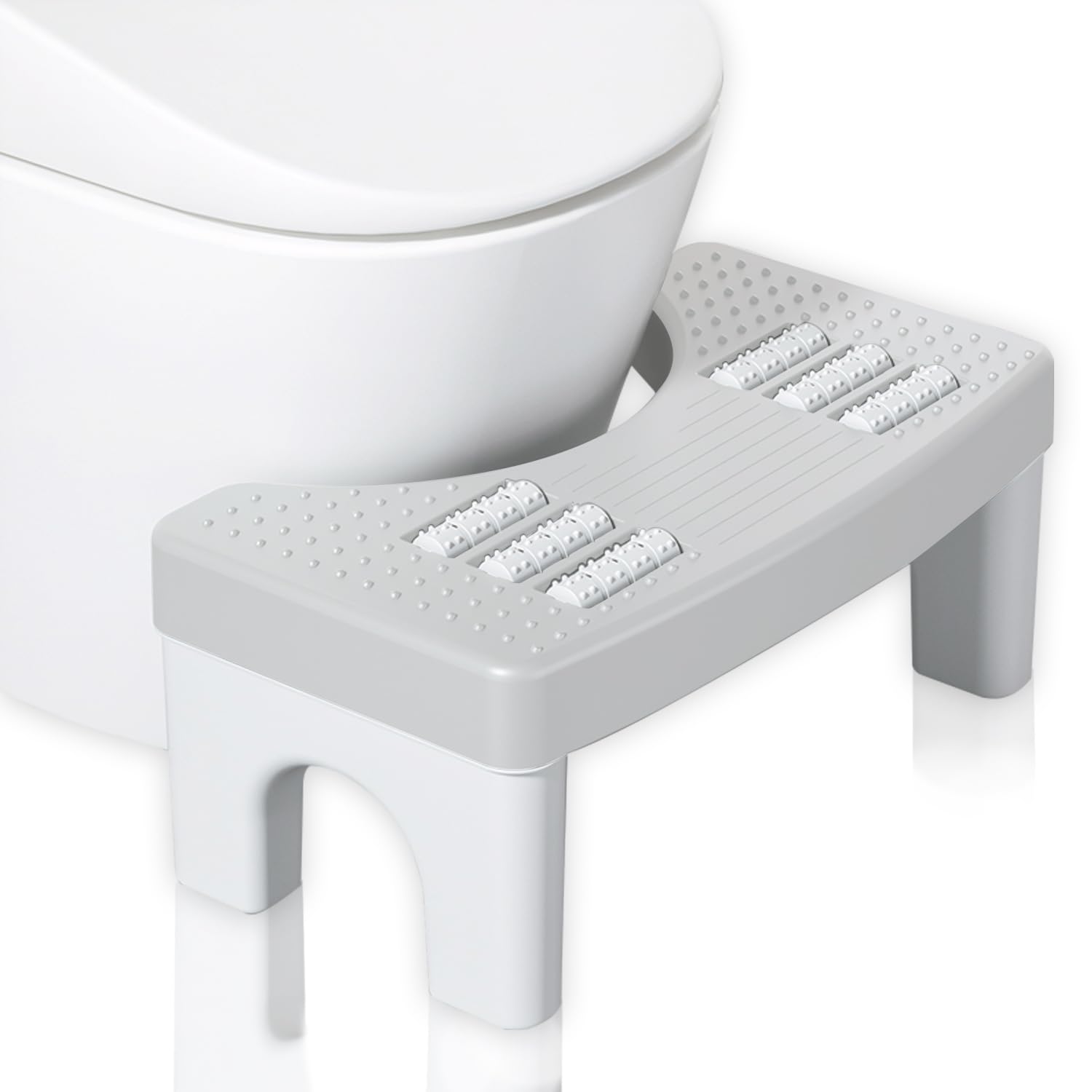 Cnwinu Toilet Stool,Toilet's Stool Squat for Bathroom,Poop Stools with Massage Function,As a Constipation Relief for Adults,Non Slip Toilet Footrest Suitable for Adults and Children(White)