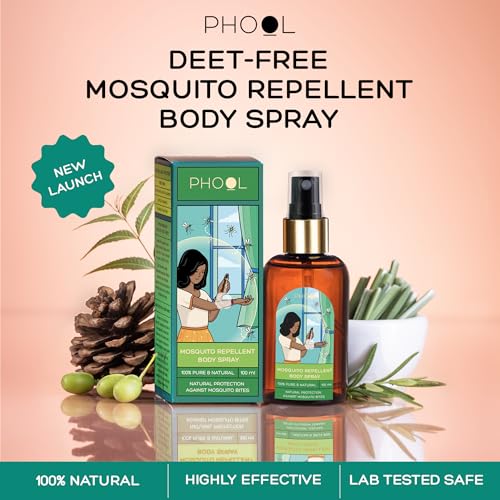 Image of Phool mosquito repellent for baby - Mosquito Body Spray (100 ml) | 0%-DEET | Safe for Baby and Mother | No Stain on clothes-Protective Shield Against Mosquitos for upto 6 hours | Non greasy & Gentle on skin, tough on Mosquitos | Fragrance of Tulsi, Lavender and Eucalyptus