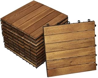 SAM Holzfliese 01, Akazienholz massiv + geölt, 11 Fliesen für 1m², 30x30 cm, Bodenbelag mit Drainage, Balkonfliesen/Terrassenfliesen/Klickfliesen