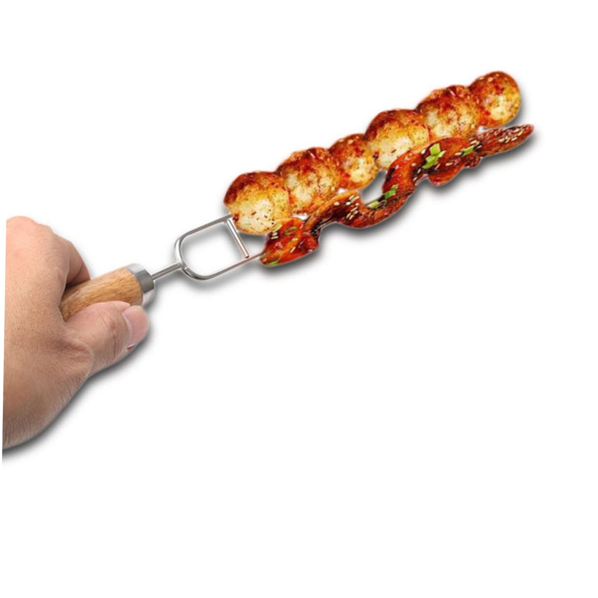 Spiedini Barbecue in Acciaio Inossidabile, 10 Pezzi | Impugnatura in Legno, Borsa per Riporli, per Grigliate Outdoor e Barbecue