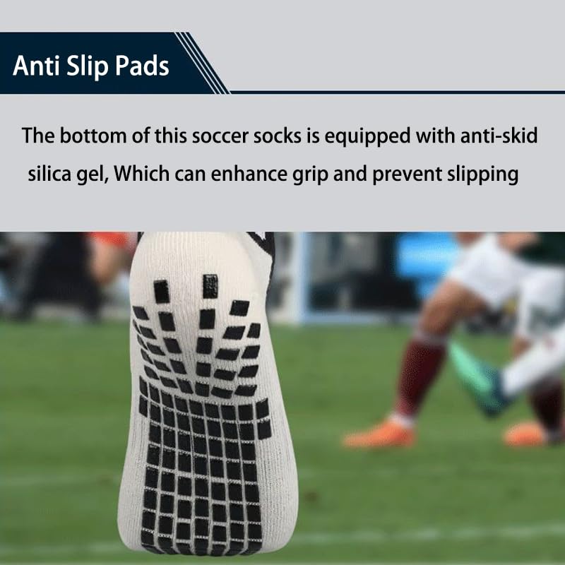 2 Set Kids Grip Soccer Socks with Shin Guard Sleeves, Anti-Slip for Ages 7-14 Youth Boys Football Basketball Training4