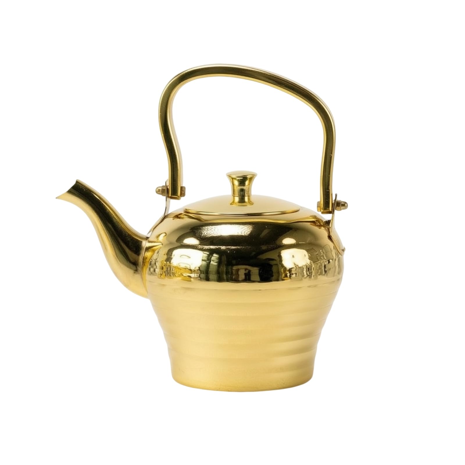 Baoblaze Tetera de Acero Inoxidable Tetera Hervidor Jarra con Tapa Desmontable y Cuerpo Redondo Pulido Vertido Preciso sin Derrames Apta para Servicio de Té Diario Restaurantes Hogar, Dorado, 2L