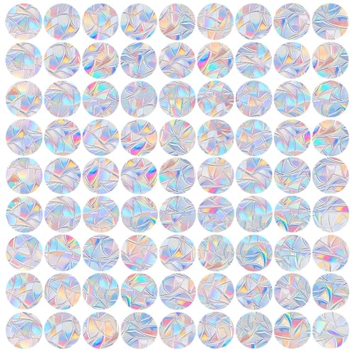 96PCS Round Window Decals for Bird Strikes Anti Collision Decals to Save Birds from Collisions,Non Adhesive Reusable Vinyl Rainbow Window Stickers