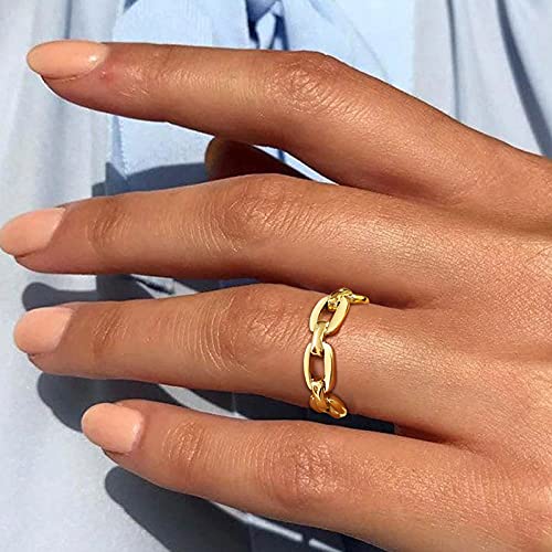 VNOX 18K Gold Plated/Silver Stainless Steel Cuff Link Ring for Women3