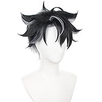 Vista 2 de Peluca corta para cosplay, disfraz de Halloween, pelucas de Halloween (Dark-Wriothesley)