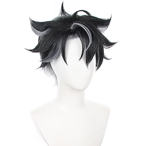 Miniatura 2 de Peluca corta para cosplay, disfraz de Halloween, pelucas de Halloween (Dark-Wriothesley)