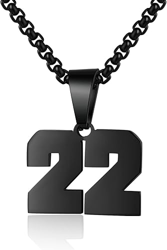Collar de números para niños y deportistas, cadena negra de acero inoxidable de 00 a 99, dije de dije personalizado para hombres, baloncesto,