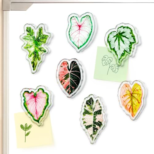 Nuvretk 7 Pack Leaf Magnetic Chip Clips, Botanical Fridge Bag Clips