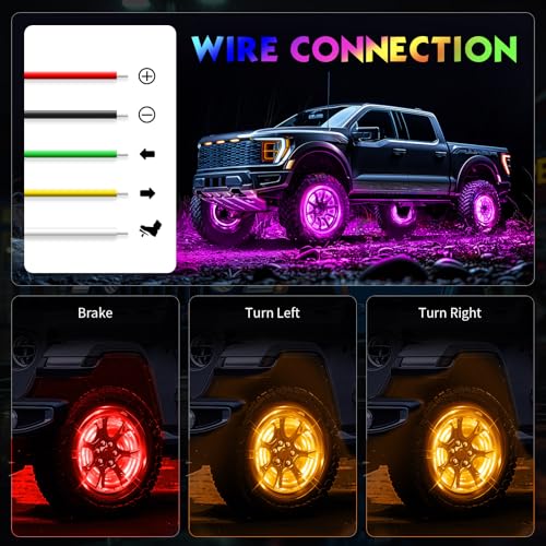 image for DEERMOTO 4PCS 15.5inch RGB LED Wheel Rim Lights with Bluetooth and Rem