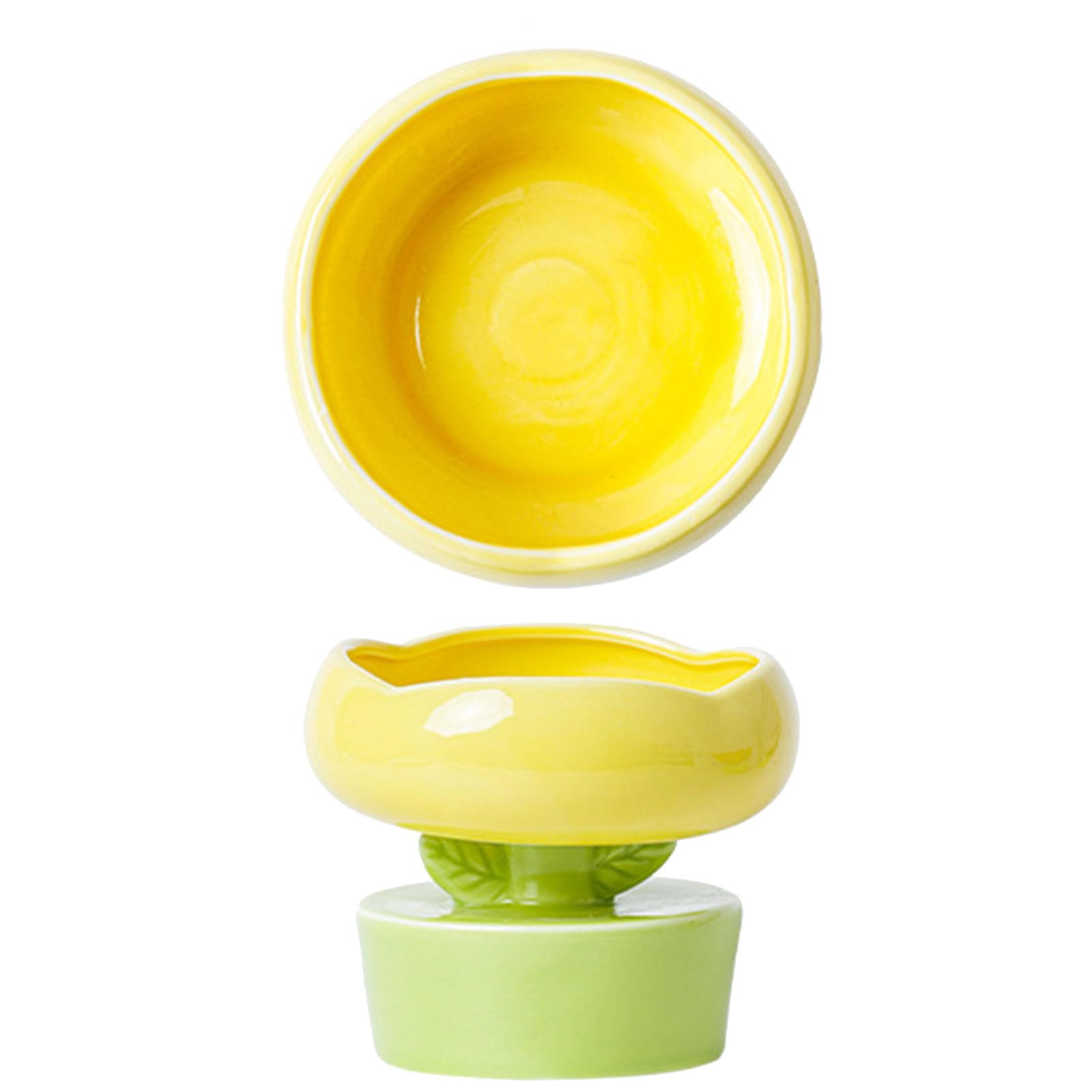 HEEPDD Ceramic Elevated Cat Bowl, Flower Shape Raised Cat Food Dish for Small Dogs, Anti Vomit Feeding Bowl for Digestion, Non Slip Pet Water Bowl for Neck Spine Health