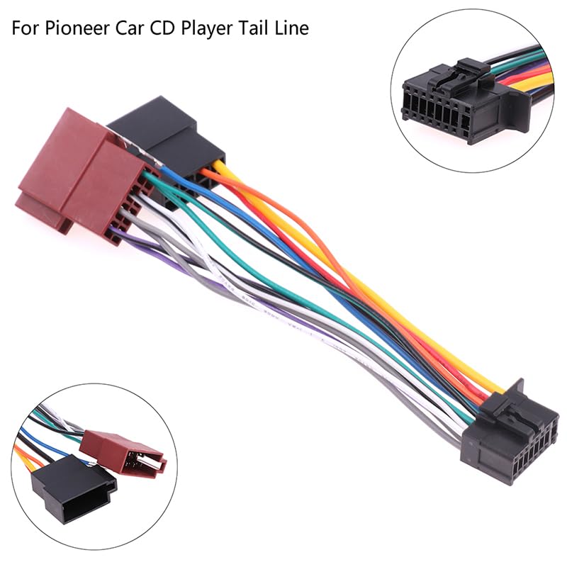 Car CD Tail Line Stereo Radio Player ISO Wiring Harness Connector for Audio Cable for Pioneer Car CD Player Tail Line - (Color Name: Black)