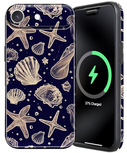 OTTARTAKS for iPhone 17e 16e Case Summer Beachy Blue Seashell Phone Case for Women Men - Compatible with MagSafe - Full Camera Protection - Rugged Shockproof Protective Magnetic Cover