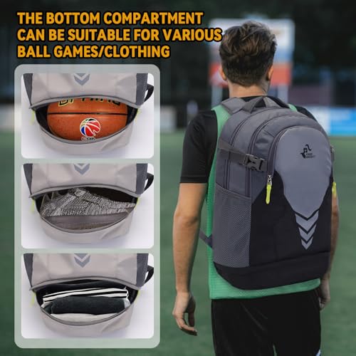 Bseash Mochila de Baloncesto de 35L con Compartimento Inferior para balones, Bolsa de Gran Capacidad para Material Deportivo para jóvenes, niños, niñas, Baloncesto, Voleibol, fútbol, Gimnasia, Equipo - imagen 3