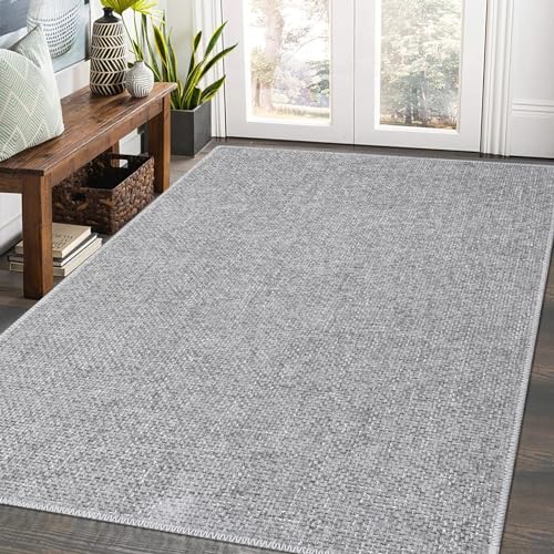 GarveeHome Washable Area Rug 5x7 Modern Solid Weaving Textured Area Rug for Living Room, Contemporary Accent Rug Non-Slip Stain Resistant Farmhouse Fl