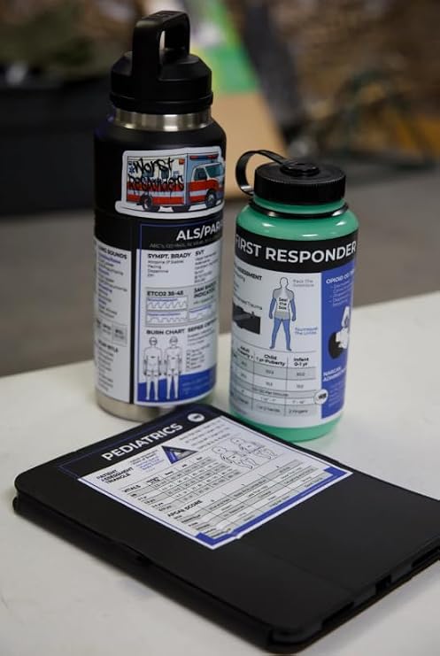 EMT-BLS Medical Reference Stickers (5 Stickers) - First Responder, BLS/EMT + Pediatrics Assessment, Notes + Patient Report - Study Material + Notes - 6x6-inches
