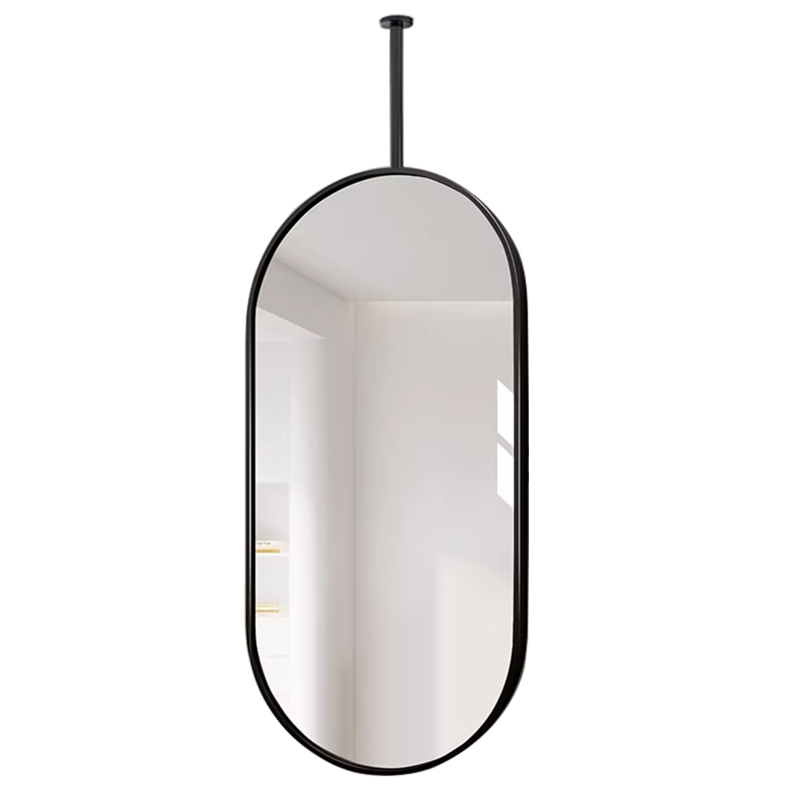 Miroir mural décoratif moderne ovale 60x100 en métal noir pour agrandir votre salon
