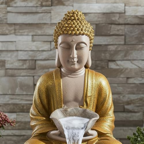 Image of Swarnhouse Decorative Water Fountain with LED Light, 2 Feet, Indoor Tabletop Waterfall for Home Office Garden (Jarkan)