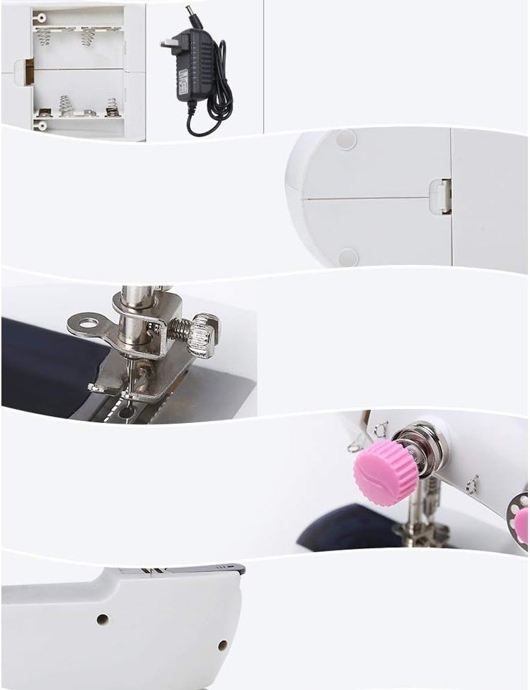 ヘビーデューティーミシンポータブルミシンミニアジャスタブル電動2速ダブルスレッドハンドヘルドミシン初心者キッズ用ストレートミシンポー