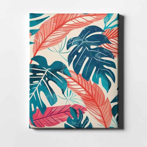 Cadre Monstera corail et sarcelle d'exception Electric Botanicals