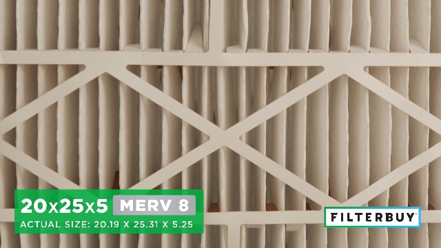Image of Filterbuy 20x25x5 Air Filter MERV 8 Essential Dust & Allergy Defense (2-Pack), Pleated HVAC AC Furnace Filters for Amana, Coleman, Goodman, Maytag, York, and More (Actual Size: 20.19 x 25.31 x 5.25)