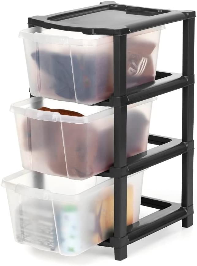 Transparent 3 XL Plastic Modular Drawer System for Home, Office, Hospital, Parlor, School, Doctors, Home and Kids, Product Dimension When assembeled (31cmx39cmx68 cm) (3XL)(Transparent)