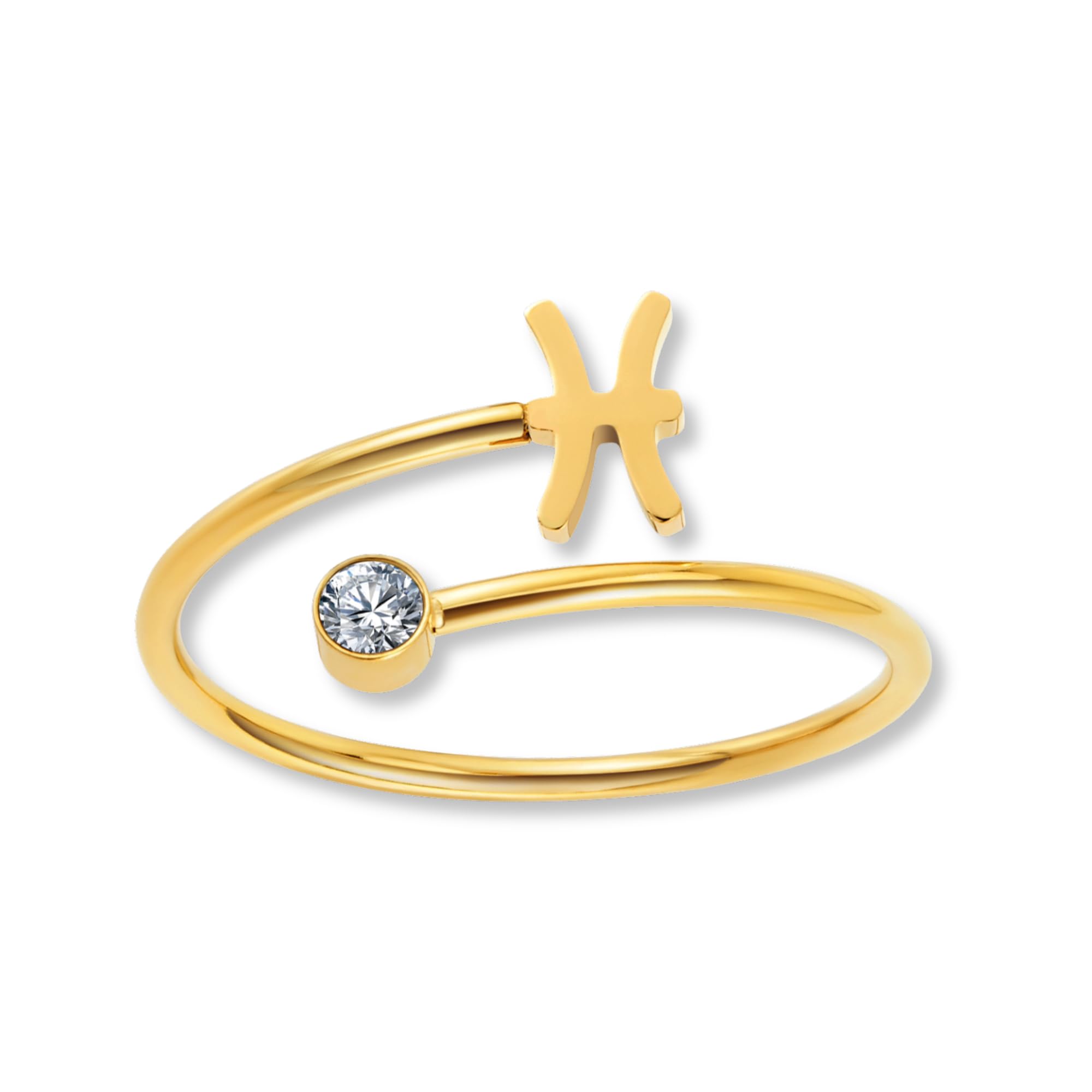 GD GOOD.designs Sternzeichen Ring Gold mit Zirkoniastein für Damen - 18K vergoldeter Damenring aus 316L Edelstahl | Ring verstellbar (Ringgröße 52-60) und wasserfest - inkl. Geschenkbox