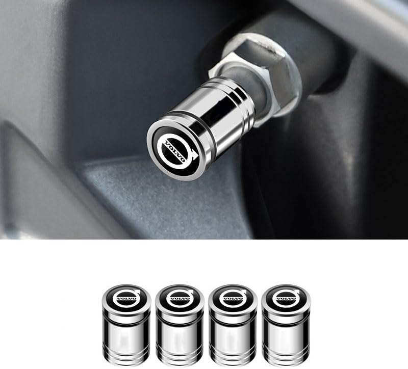 4 Pcs Tyre Valve Cap For Volvo S60 2000-2020 2021 2022 2023 2024 2025 S60, Tire Valve Cap With Seal Ring, Tire Valve Stem Caps, Screw-On Tyre Valve Dust Caps Leak-Proof Airtight Durable,C