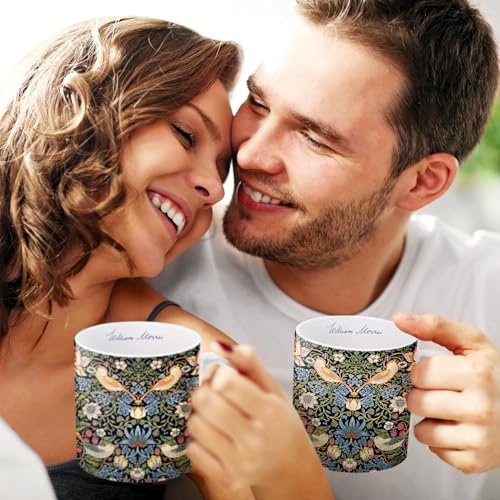 Taza de cerámica artística 14oz Strawberry Thief miniatura 2