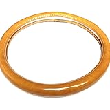 JOSS カー 用品 ウッド コンビ 木目 レトロ ハンドル ステアリング カバー 取付 簡単 握りやすい (イエローウッド単色)