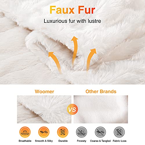 [5 Year Warranty] Woomer Electric Heated Throw Blanket, Soft Faux Fur Fast Heating Blanket, 4 Heating Levels & 4 Hours Auto Off (50"X 60"), Machine Washable, Over-Heat Protection, Etl Certification #TOP7