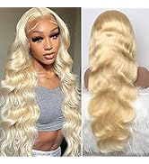 613 Lace Front Wig Human Hair, Blonde Lace Front Wigs Human Hair Body Wave 13x4 Transparent HD La...