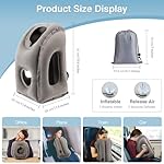 MoKo Inflatable Travel Pillow, Comfortable Neck Pillow with Storage Bag Support Shoulder and Neck to Avoid Pain for Airplane Train Office Car Travel Home, Gray - Image 2